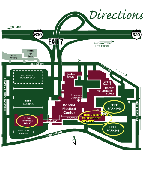 Map of Little Rock Baptist Health campus